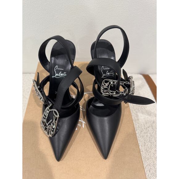 CHRISTIAN LOUBOUTIN 37 Giddylina 100 buckle-embellished leather pumps$1,495 - Picture 2 of 9